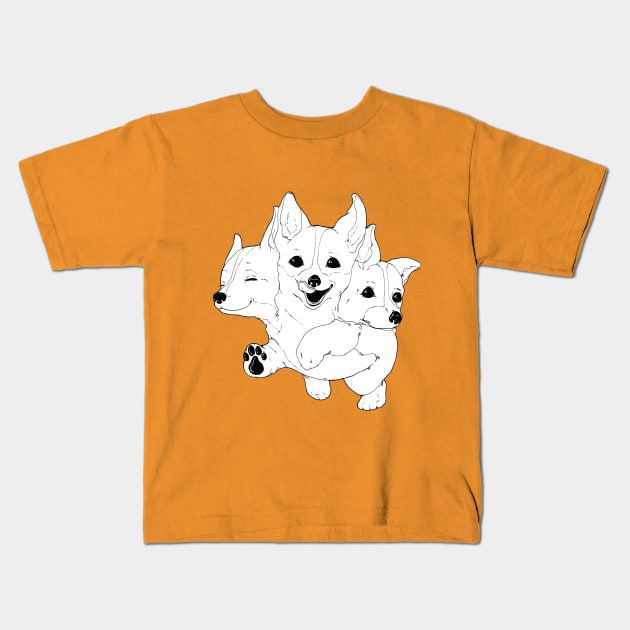 Corgerberus Kids T-Shirt by nickelcurry